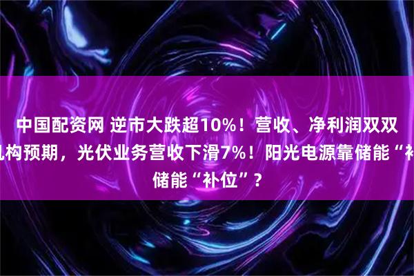 中国配资网 逆市大跌超10%！营收、净利润双双不及机构预期，光伏业务营收下滑7%！阳光电源靠储能“补位”？